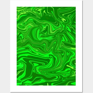 Different Shades of Green Digital Fluid Art Posters and Art
